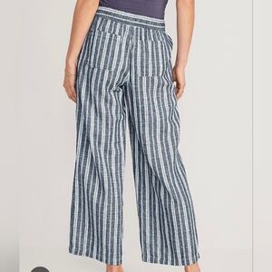 Wide Leg Pants Blue White Stripes Striped Pockets Size XL White Leg Boho Beachy